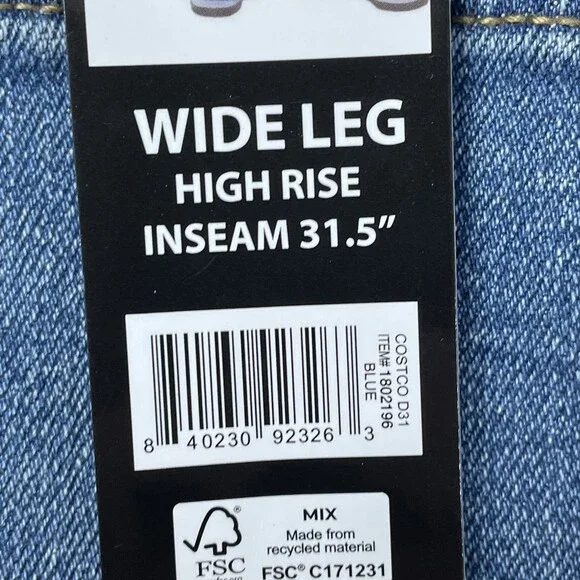 Well Worn Women's Size 16 / 36 Wide Leg Jeans Blue H0729 - Picture 5 of 7